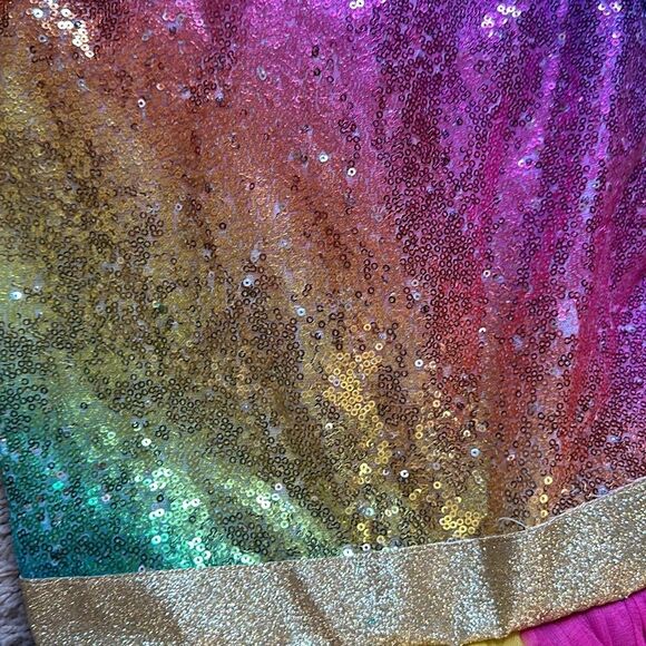 Girls Rainbow Sequin Tut Sleeveless Dress Size L 10-12 - Picture 4 of 6